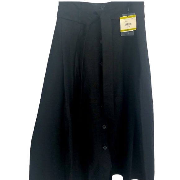Anne Klein Skirt Black Aline Button Front With Tie Belt at Waist 14 NWT - Picture 2 of 6